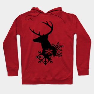 Black Silhouette With Snowflakes Christmas Deer Hoodie